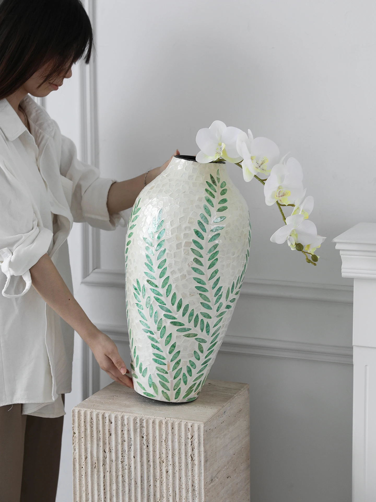 

Luxury ell Decorative Flower Vase French Sle Home Decor Dried Flower Holder Artistic Tabletop Ornament Large Size Bowl