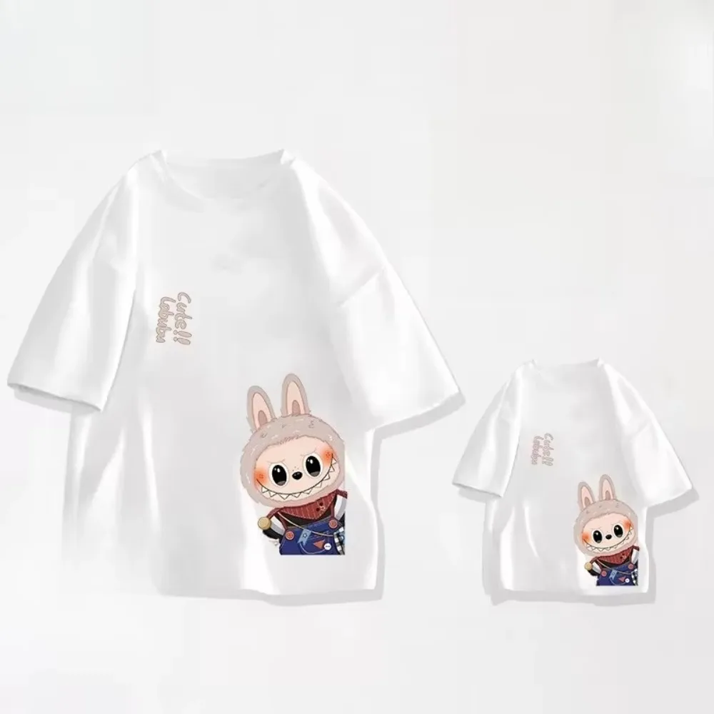 

Футболка с короткими рукавами и мультяшным тканевым принтом для одежды для родителей и детей, подходит для семьи третий летом, как для мальчиков и девочек