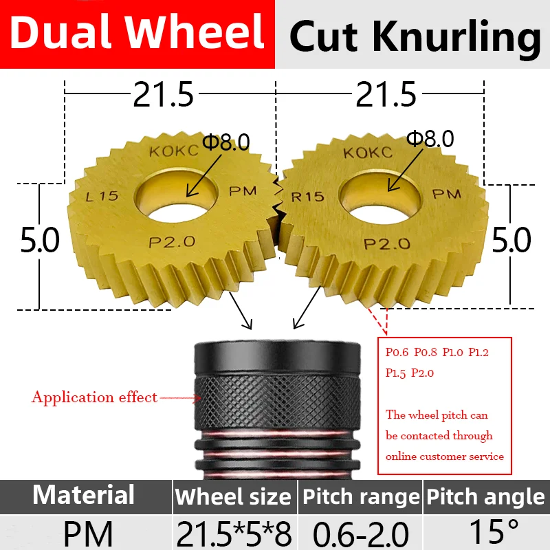 Square diamond pattern 25*6*8 21.5*5*8 BR15° AA90° Cut Knurling Tools wheel KOKC For CNC Lathe feeding