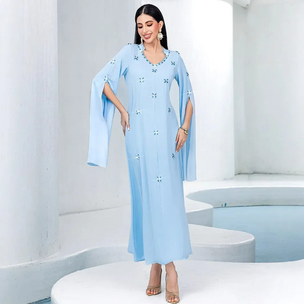 

Ramadan Diamonds Luxury Dubai Abaya Turkey Kaftan Women Muslim Maxi Dress Eid Djellaba Caftan Marocain Femme Musulmane Jalabiya