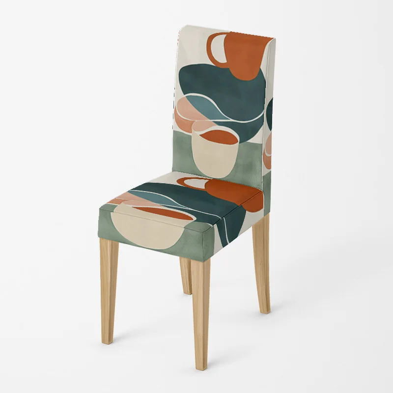 

Abstract Geometric Botanical Illustration Chair Cover Morandi Color ins Style Living Room Non-Slip Chair Cover