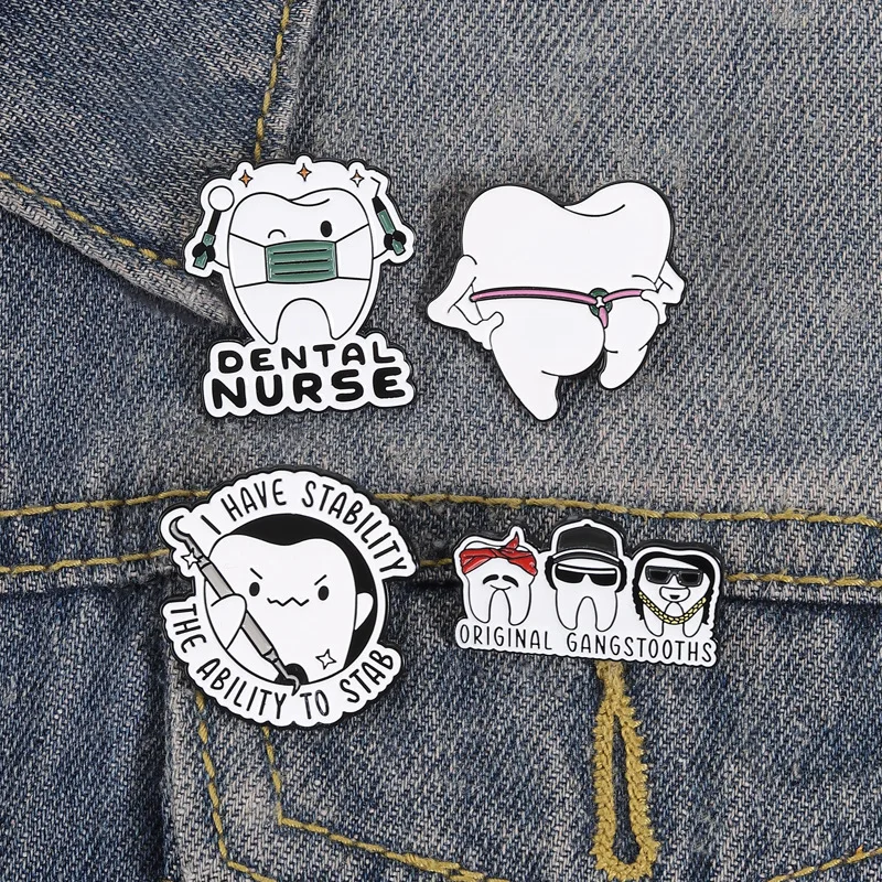 Pins Funny Cartoon Teeth Brooch Dental Nurse's Fun Metal Badge Backpack Clothing Personalized Decoration Pin Brooches on Clothes