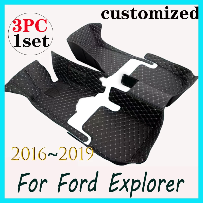 Car Floor Mat For Ford Explorer Classic U502 7seat 2016~2019 Non-slip Pad Waterproof Pads Rugs Leather Floor Mat Car Accessories