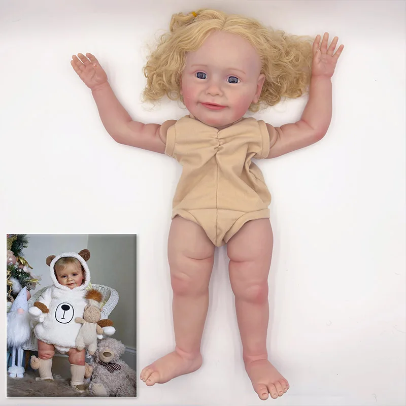 

NPK 24inch Zoe Lifelike Unfinished Reborn Doll Kit Painted DIY Toy Doll Parts with Curly Blond Hair