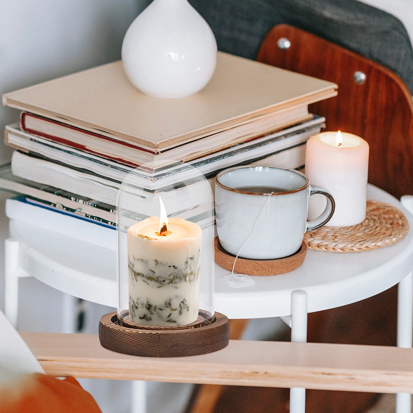 

1 Set Desktop Glass Dome Holder Decorative Transparent Cloche For Home Living Room Bedroom Office Decoration Household