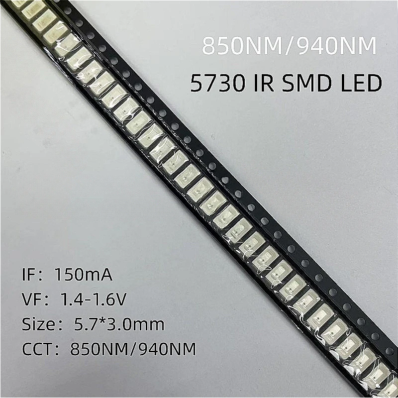 

50PCS/lot 5730 SMD IR LED 850NM 940NM Launch tubes 5730 IR Photosensitive receiver tube Lamp beads