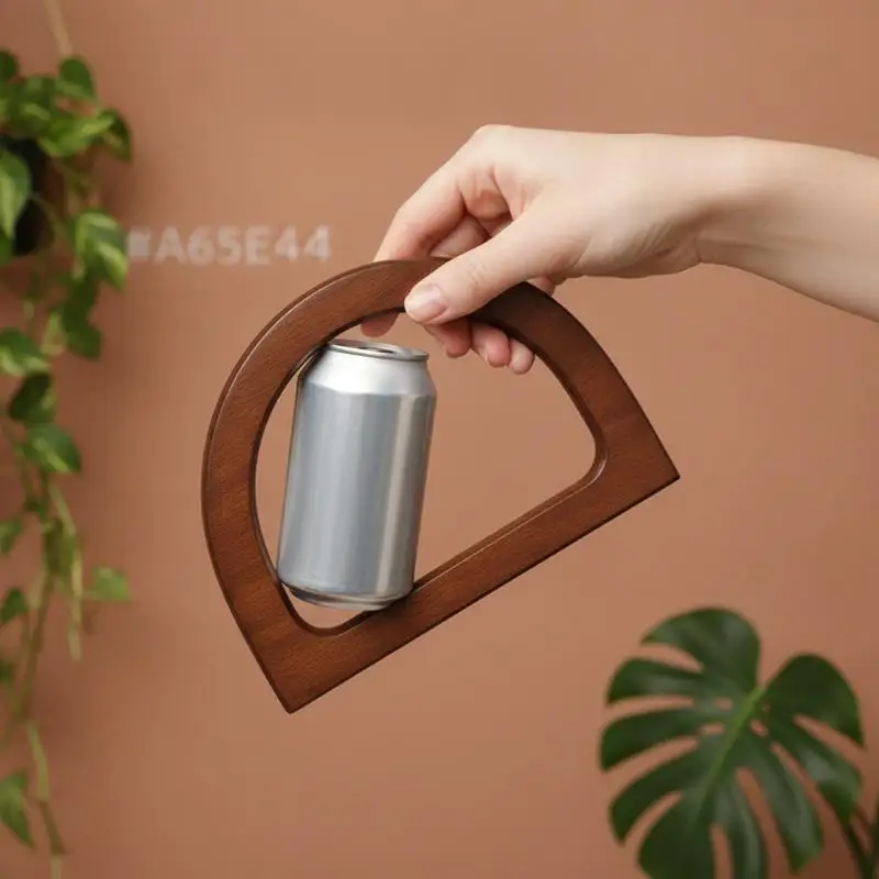 Easy to Install Wood Half Circle D-Shaped Bag Handle 1Pcs Replacement for Canvas Crochet Bag DIY Craft Project