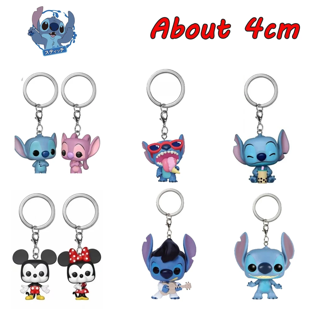 Llavero de Anime, Llavero de Dibujos Animados de Mickey Mouse, Minnie, Lilo & Stitch, Adorno de Muñeco Bonito, Colgante para Coche, Regalo para Niños