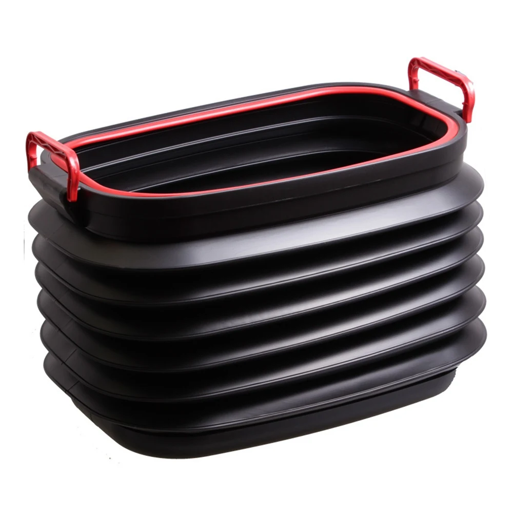 

18L Black Foldable Plastic Trunk Organizer Trash Container Portable Storage Bin Odorless Leakproof Durable For Fishing