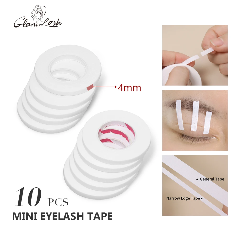 GLAMLASH 10Pcs 4mm Eyelash Extension Tape Makeup Breathable Anti-allergy Easy to Tear Micropore Tape Professional Lashes Tape