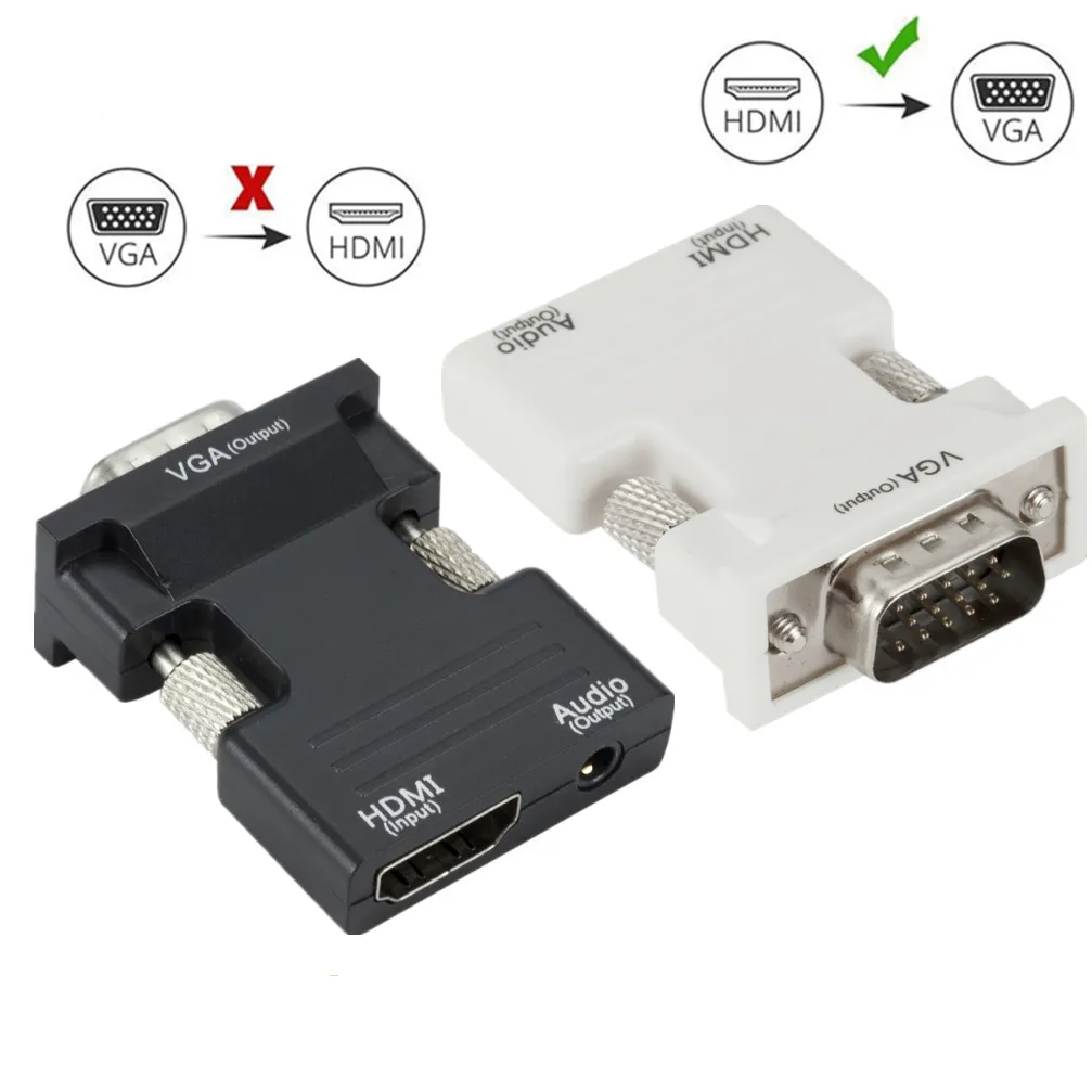 HDMI-compatible To VGA Converter With 3.5mm Audio Cable For PS4 PC Laptop TV Monitor Projector 1080P HD Female To VGA Male Adapt