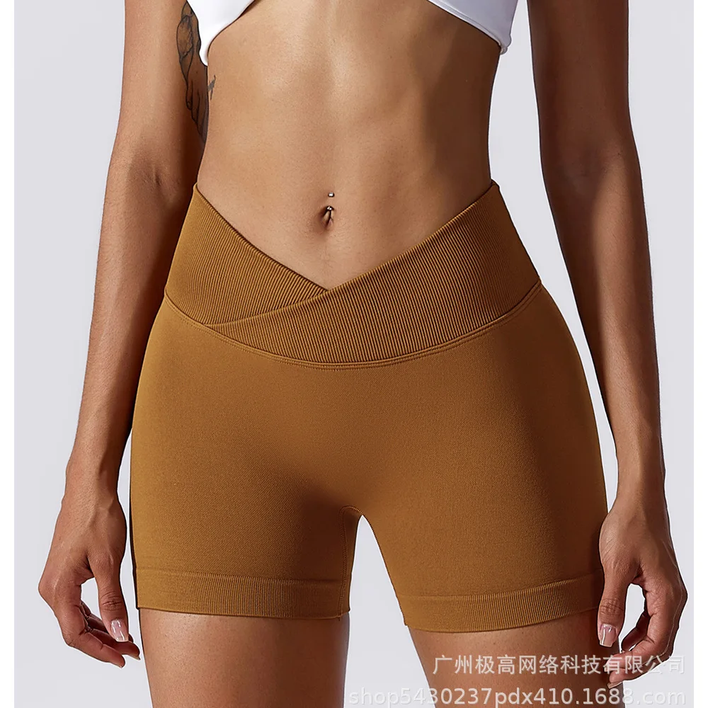 

Женские шорты для йоги, эластичные шорты для бега с высокой талией, плотные бесшовные спортивные шорты