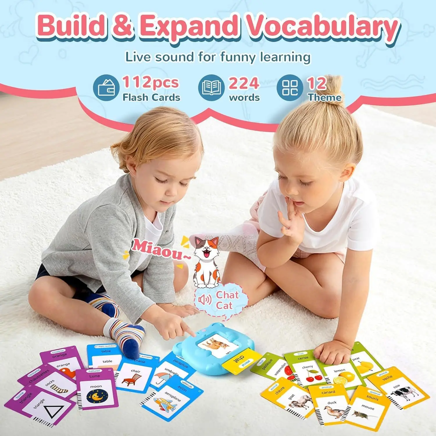 

Toddler Talking Flash Cards Kids Leanring Machine Sensory Montessori Toys 224 Sight Words Educational Games Kids Xmas Gift