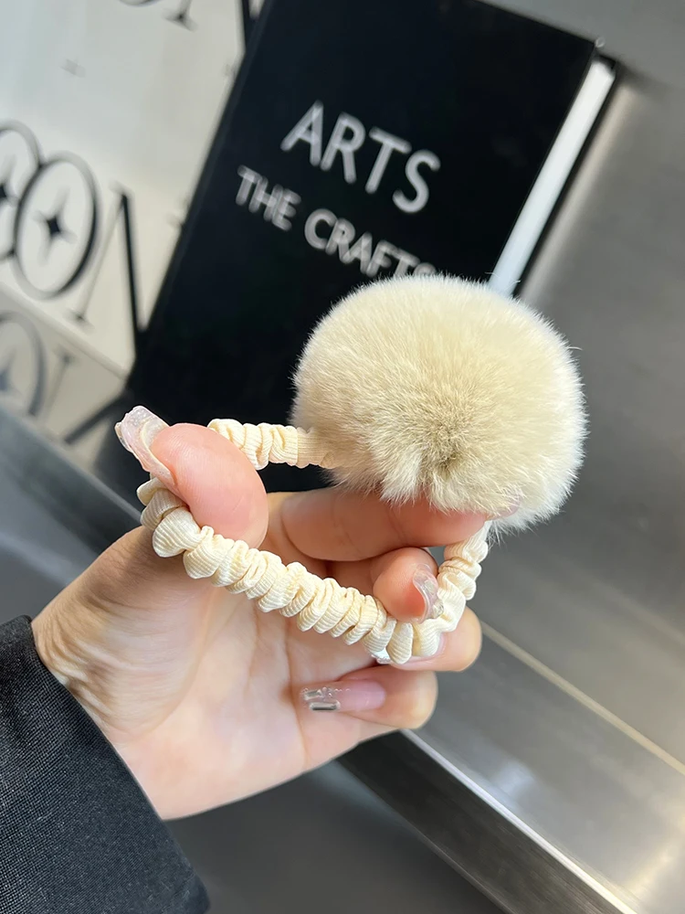 Natural Rabbit Fur Hair Claw New Hairpin Cute Plush Women Elegant Temperament Real Fur Hairgrips Fashion Hair Accessories