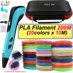 2024 3D Pen for Children 3D Printing Pen with LED Screen 200M PLA and Power Adapter and Suitcase Christmas Birthday Gift for Kid