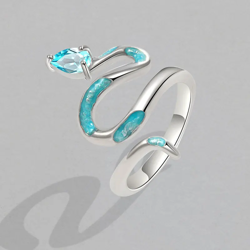 Women's 925 Sterling Silver Snake Ring, Elegant Design