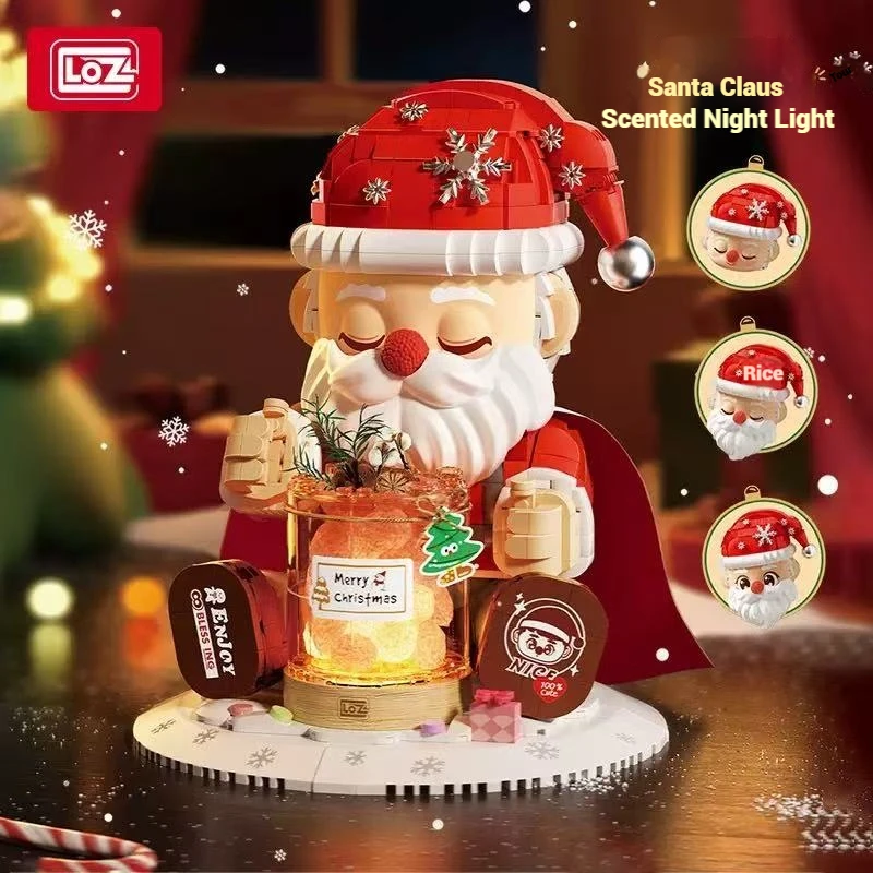 LOZ Christmas Gift Champagne Santa Claus Model Assembly Toy Desktop Ornament Building Blocks Toys Kit Children's Holiday Gift
