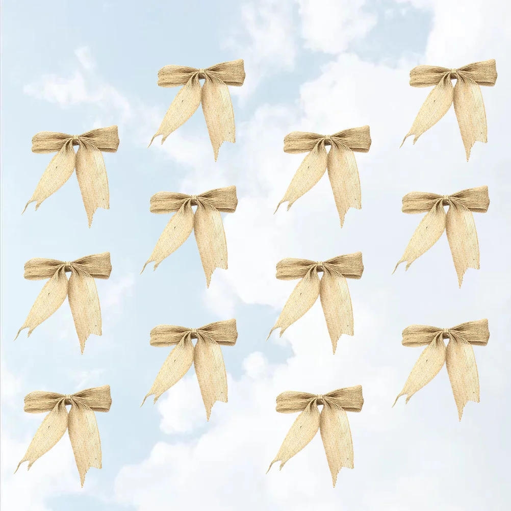 12 PCS Christmas Garland Ornaments Knotbows for Tree Swallowtail Burlap Pendant