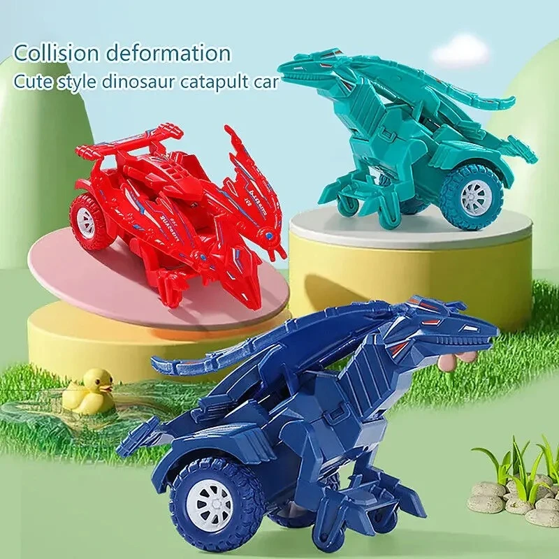 Transforming Dinosaur Inertia Car Toys for Kids Dinosaur Transformer Pull Back Vehicles Toys Monster Truck Friction Powered Car