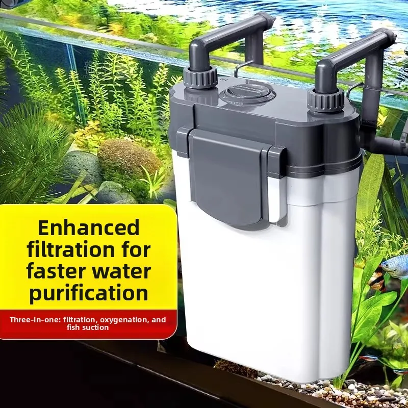 

Ultra Quiet Tee-In-One Aquarium Filter Oxyger Small Fi Tank Wall Mounted Pet Equipment Simple Design ABS Material