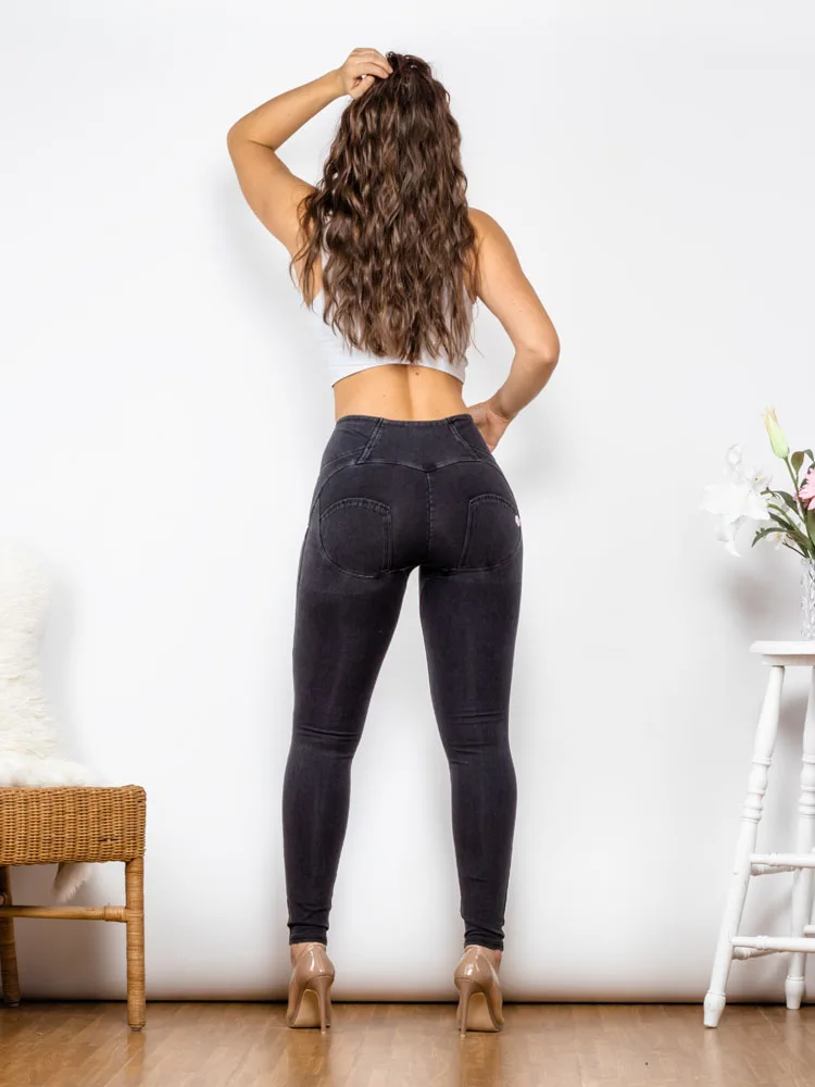 Pantalones vaqueros elásticos de cuatro vías para mujer, Vaqueros ajustados de cintura alta con punto negro Melody, Sexy, elásticos, otoño