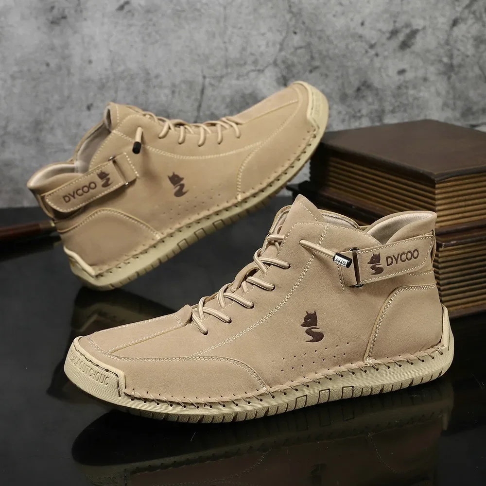 أحذية رجالية جلدية مصنوعة يدويًا أحذية قابلة للتنفس أحذية جلدية غير رسمية للرجال تصميم خارجي أحذية رياضية للرجال أحذية الكاحل والقوارب