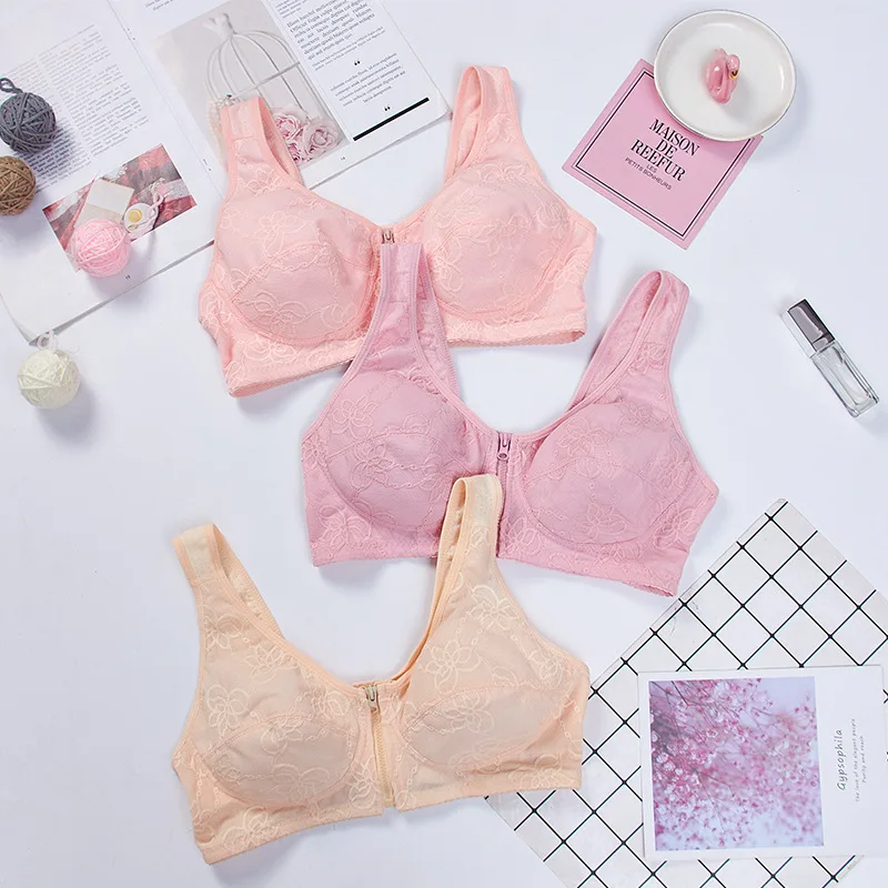 Exercise Yoga Sleep ComfortableBra Without Underwire Underwear Middle-aged Elderly Women's Front Zipper Bra Mothers Babies Bra
