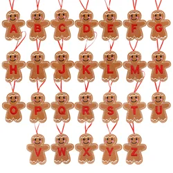 A-Z Gingerbread Man Doll Christmas Decoration Pendants Xmas Tree Hanging Ornament Christmas for Home New Year Kids Gift