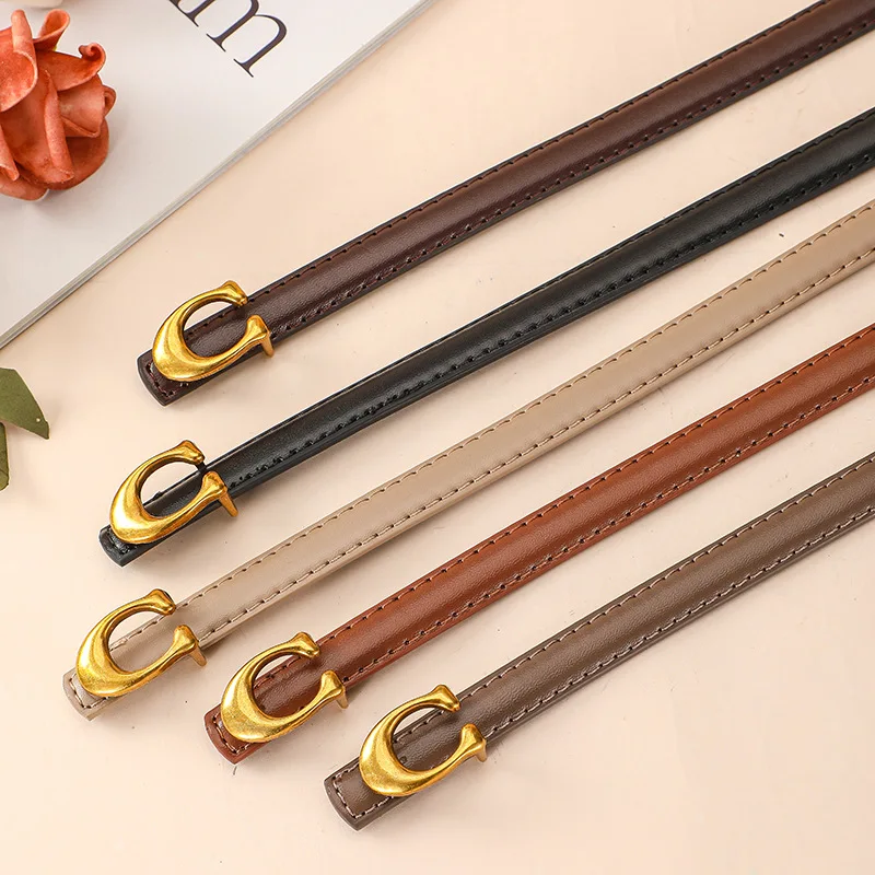 Luxury Brand Leather Belt for Women Designer Alloy Buckle Waist Strap Female Jeans Trouser Dress Waistband