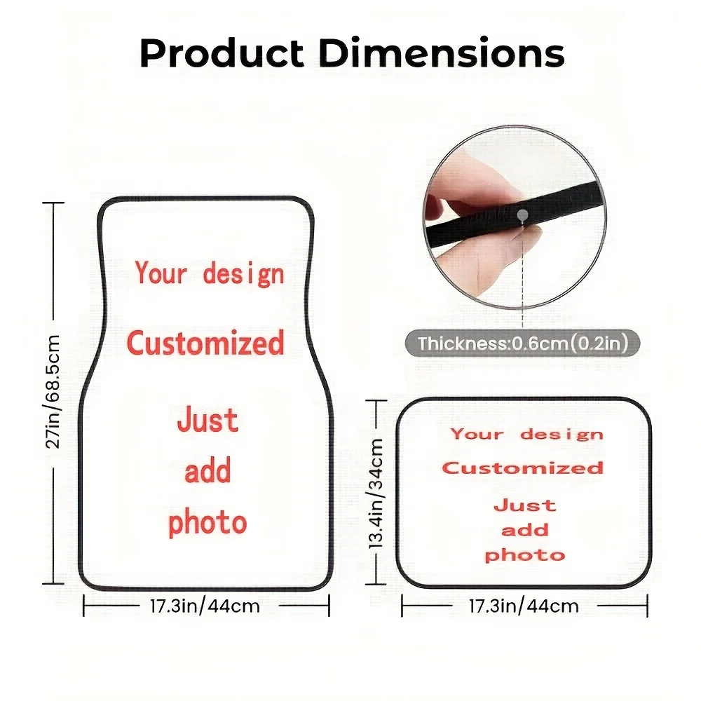 Four Pieces Of Personalized Car Mats, Just Send Us Your Photo To Create Your Desired Design. Custom-Made And Unique, They Make A