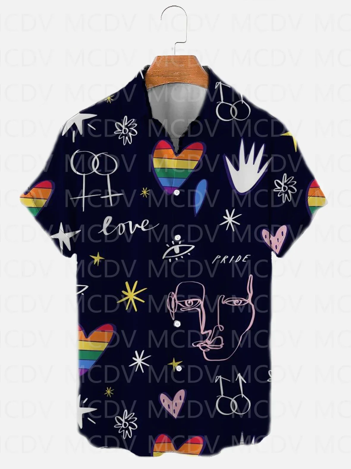 Dollar Rolls Pattern Chest Pocket Aloha   Tie Dye Hippie Peace And Love Graphic Men's Vacation Beach Hawaiian Shirts