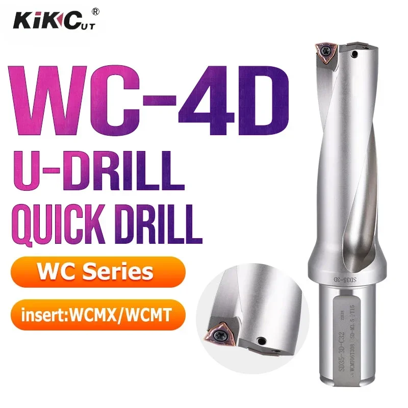

1PC WC-4D Series High Speed U Drill Metal Insert Drill Bit Depth 4D Indexable CNC For Deep Hole Violent U Drill