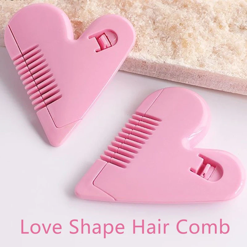 Pink Mini Hair Trimmer Love Heart Shape Hair Cutting Comb Body Bikini Hair Removal Pubic Hair Brushes With Blades Trimming Tools