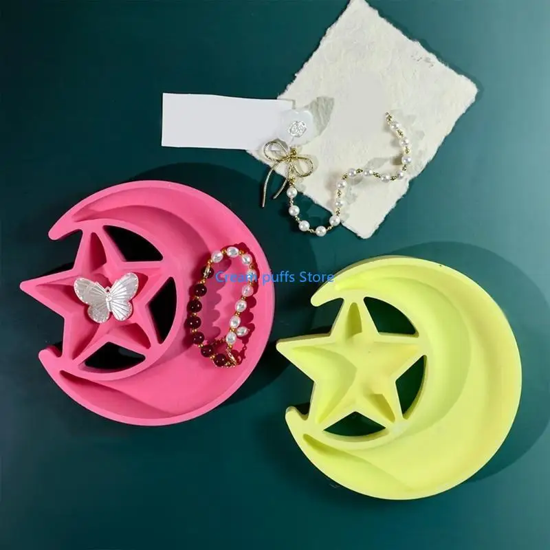 50LE Flexible Sturdy Silicone Form for Crafting Unique Star and Moon Designs Home Storage Tray Solution Organization