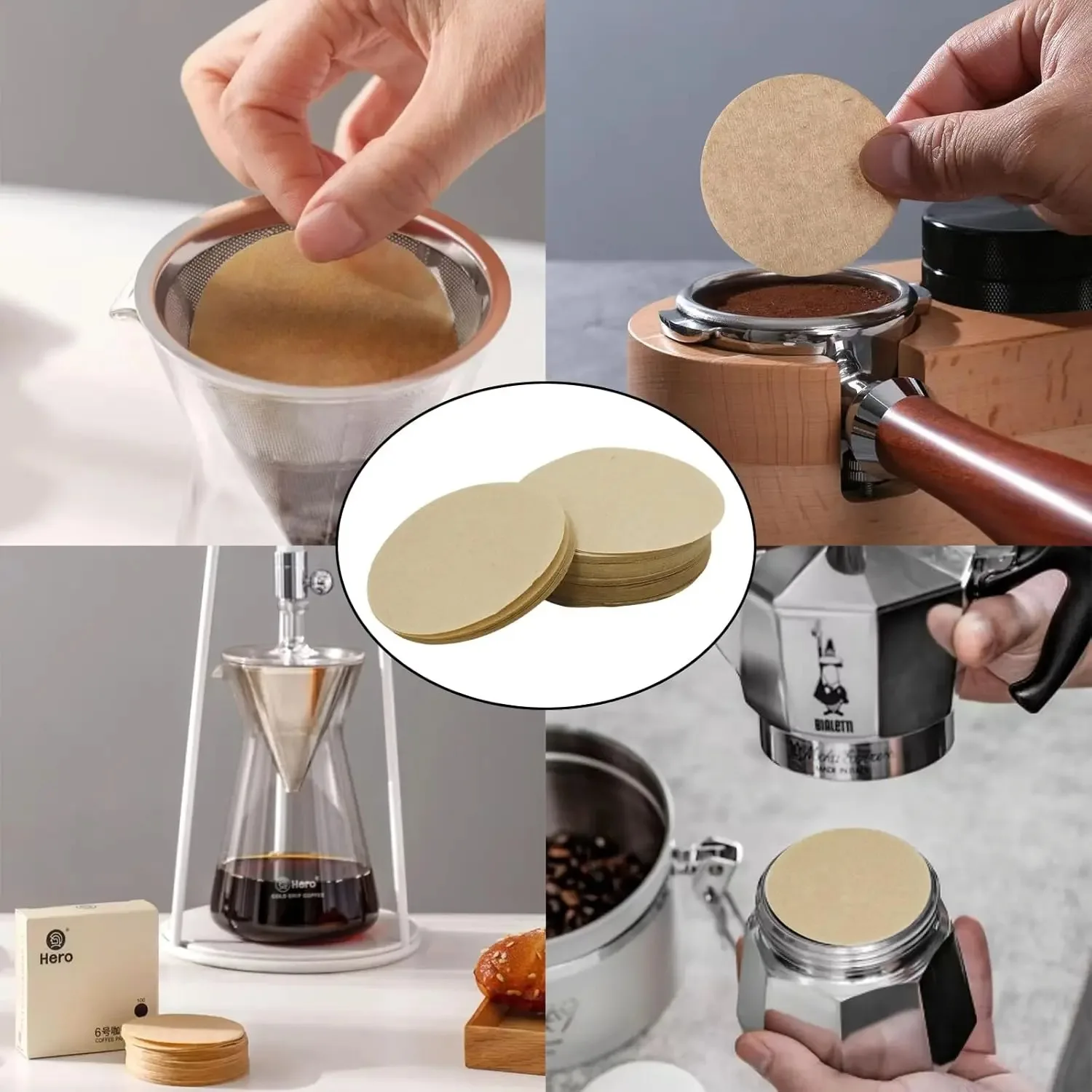 60mm 100 Pcs Round Disposable Coffee Filters Paper Compatible with Aeropress Coffee Makers