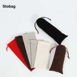 StoBag 50pcs Long Velvet Drawstring Bag Flannel Jewelry Gift Cosmetic Storage Package Portable Pocket Organizer Pouches Pocket