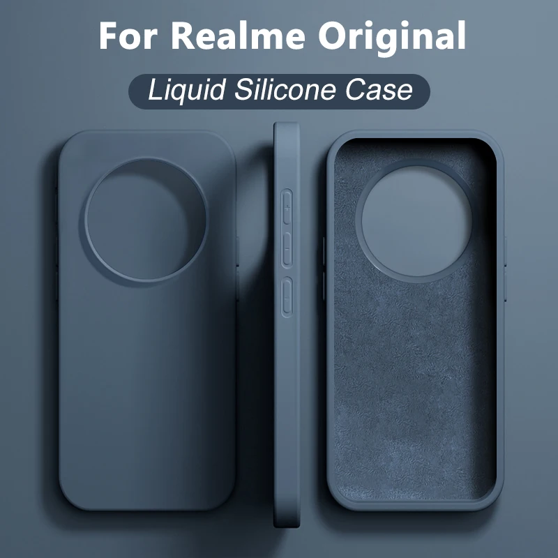 Original Liquid Silicone Phone Case For Realme 11 10 Pro C55 Shockproof Cover For Realme Gt Neo 5 5G Protection Case Accessories