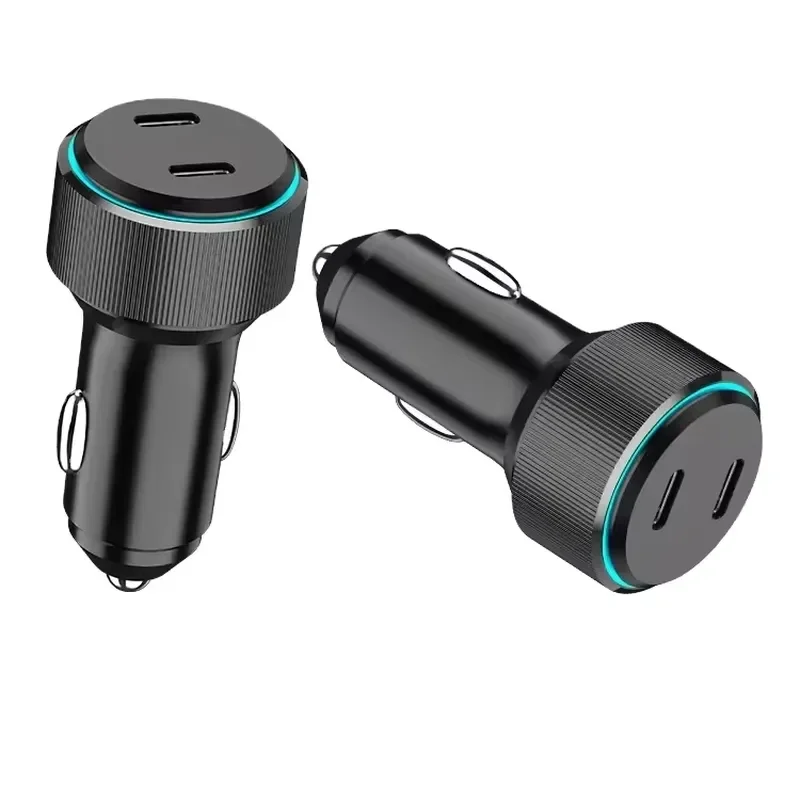 for 60W Dual C Port Ambient Light Fast Car Charger Aluminum Alloy Mobile Phone Accessories Electronics