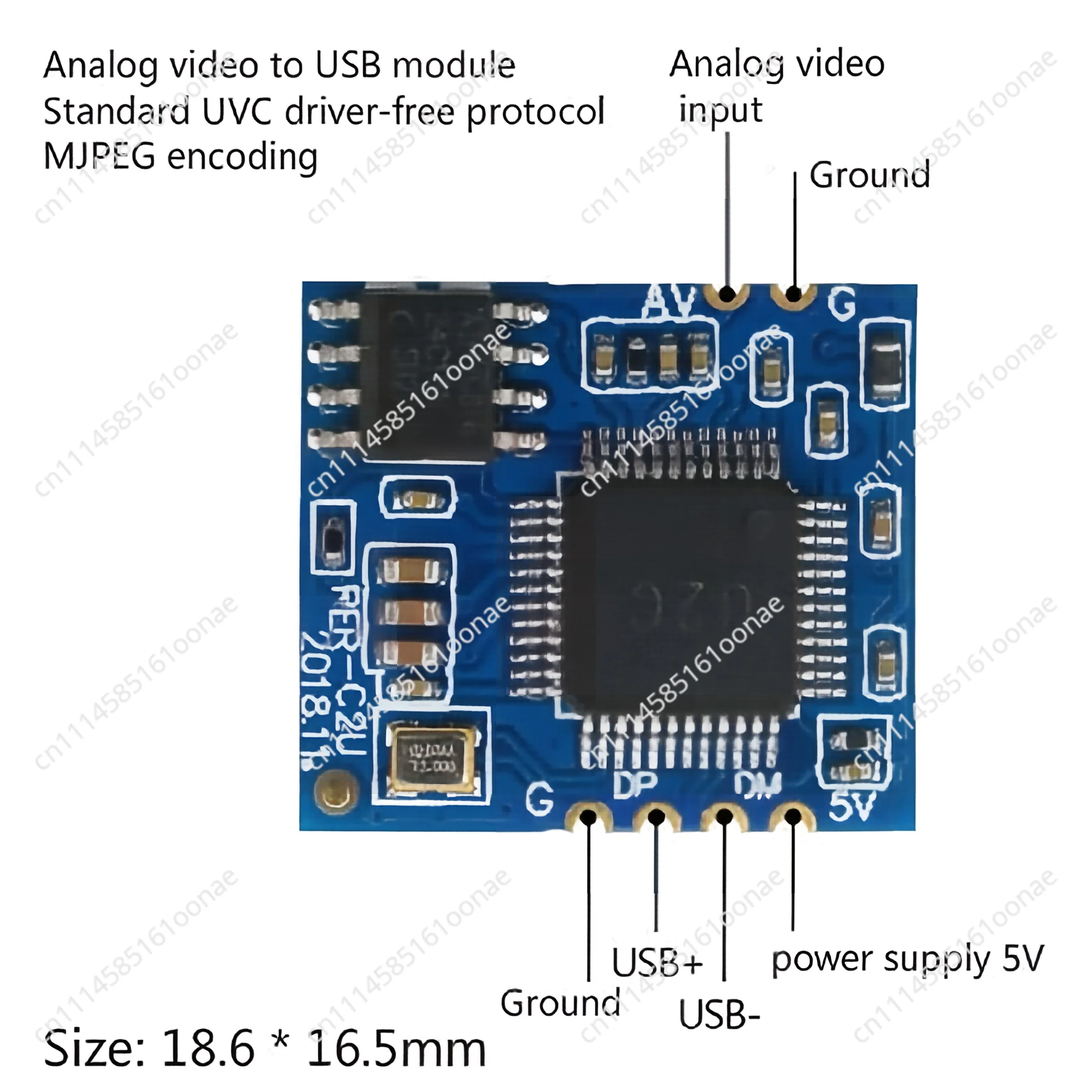 Suitable for  Analog AV Video to Digital USB Camera Module CVBS to USB Chip UVC Free Drive Android Linux