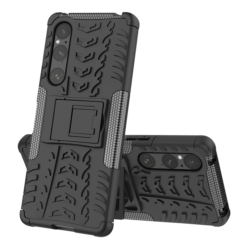 For Sony Xperia 1 V Case For Sony Xperia 1 V Cover Armor Silicone Rubber Anti drop Phone Stand Protect For Sony Xperia 1 V Case