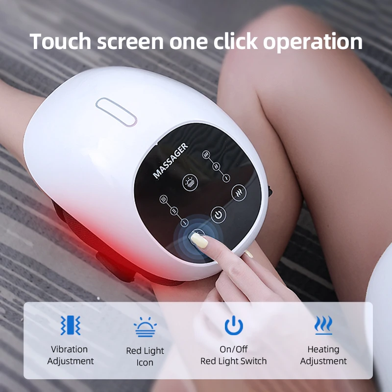 Heated knee massager with air compression to relieve knee pain and improve blood circulation