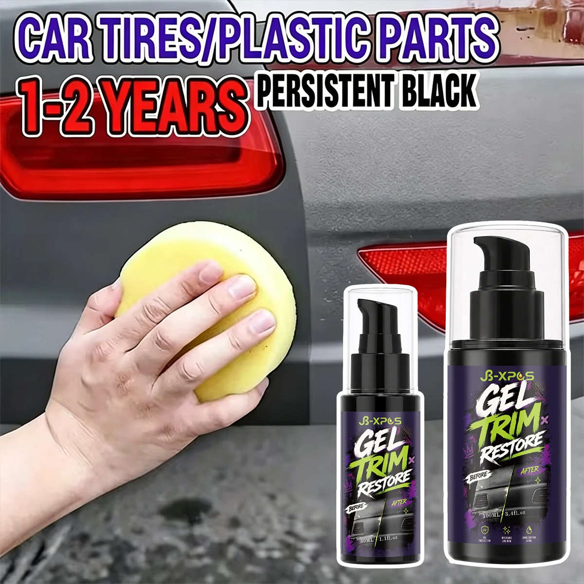 Car Plastic Restorer Paste High Gloss Auto Polish Repair Coating Trim Renovator Faded Restore Shine Long-Lasting YT2004