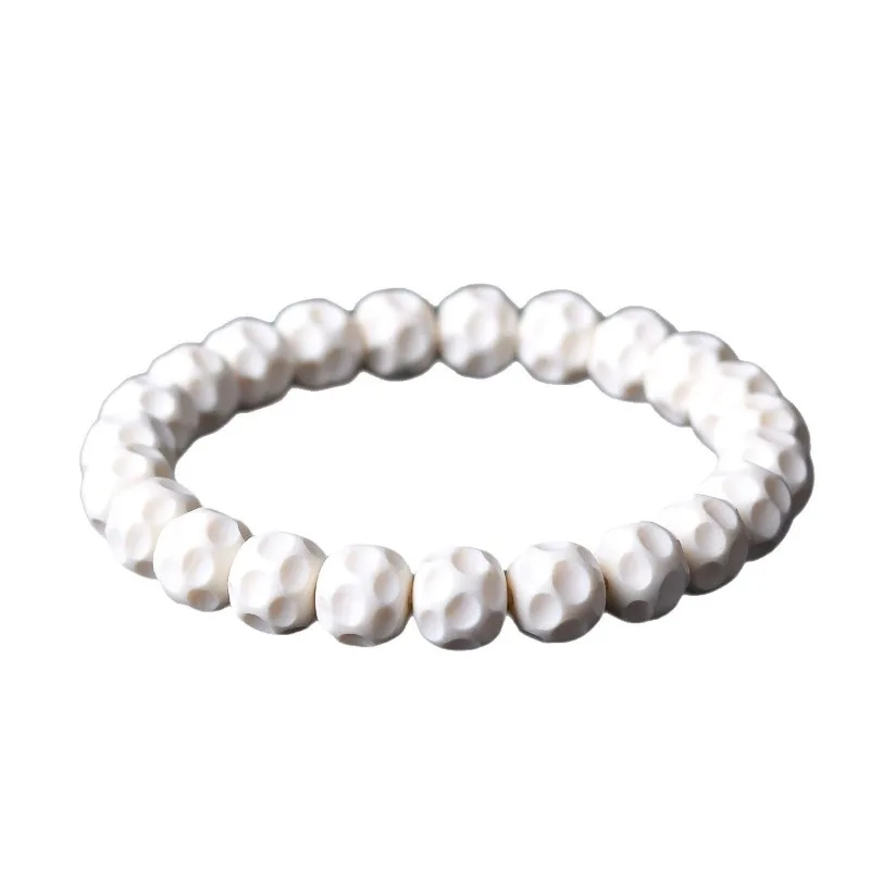 Unbleached Natural Mammoth Ivory Meteorite Formless Bead Bracelet Hand Carved Jewelry Accessory Gifts