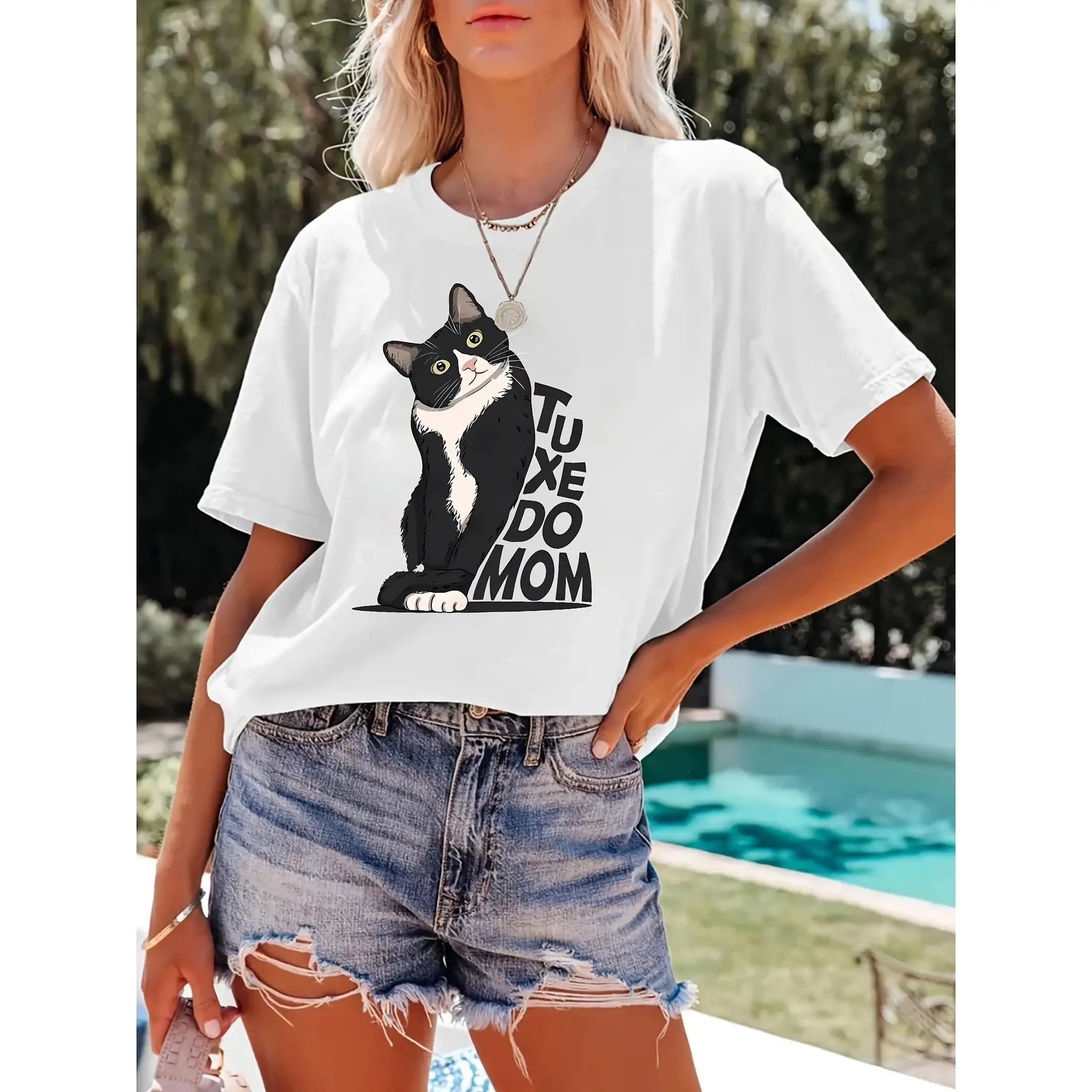 

Adorable and Trendy T - Shirt: Flaunt Your Feline - loving Side with "TUXEDO MOM"