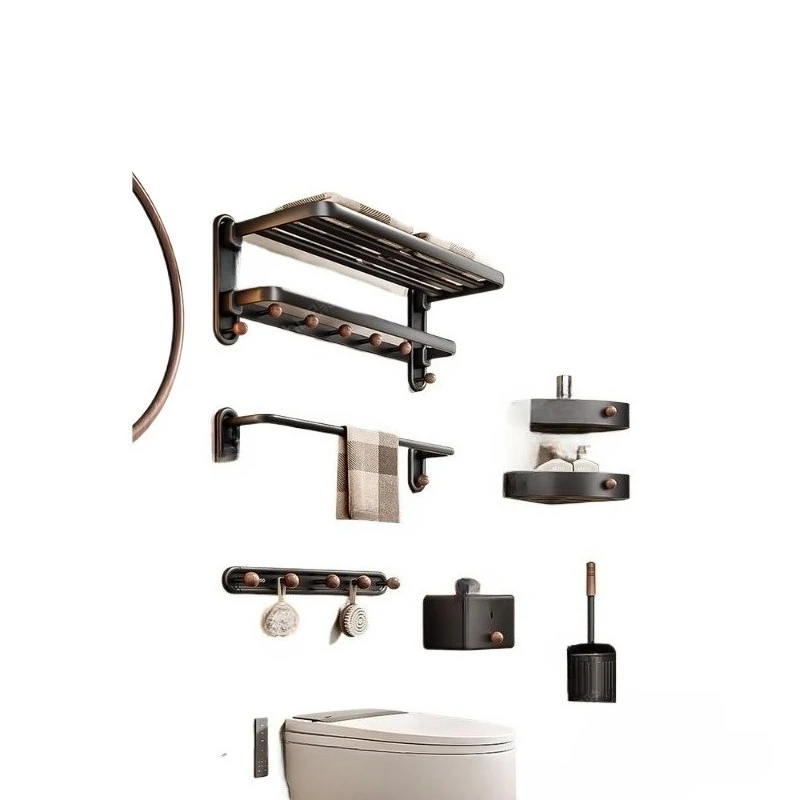 

Bathroom rack Italian toilet no punching antique style towel hanging rod space aluminum bath towel rack