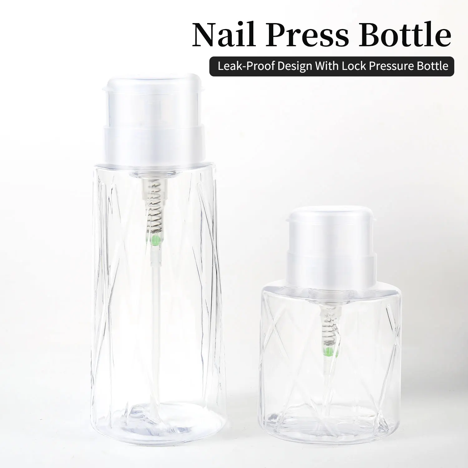 250/300ml Press Pump Dispenser Bottle Empty Container Portable Refillable for Salon Manicure & Home Makeup Press Cap Nail Polish