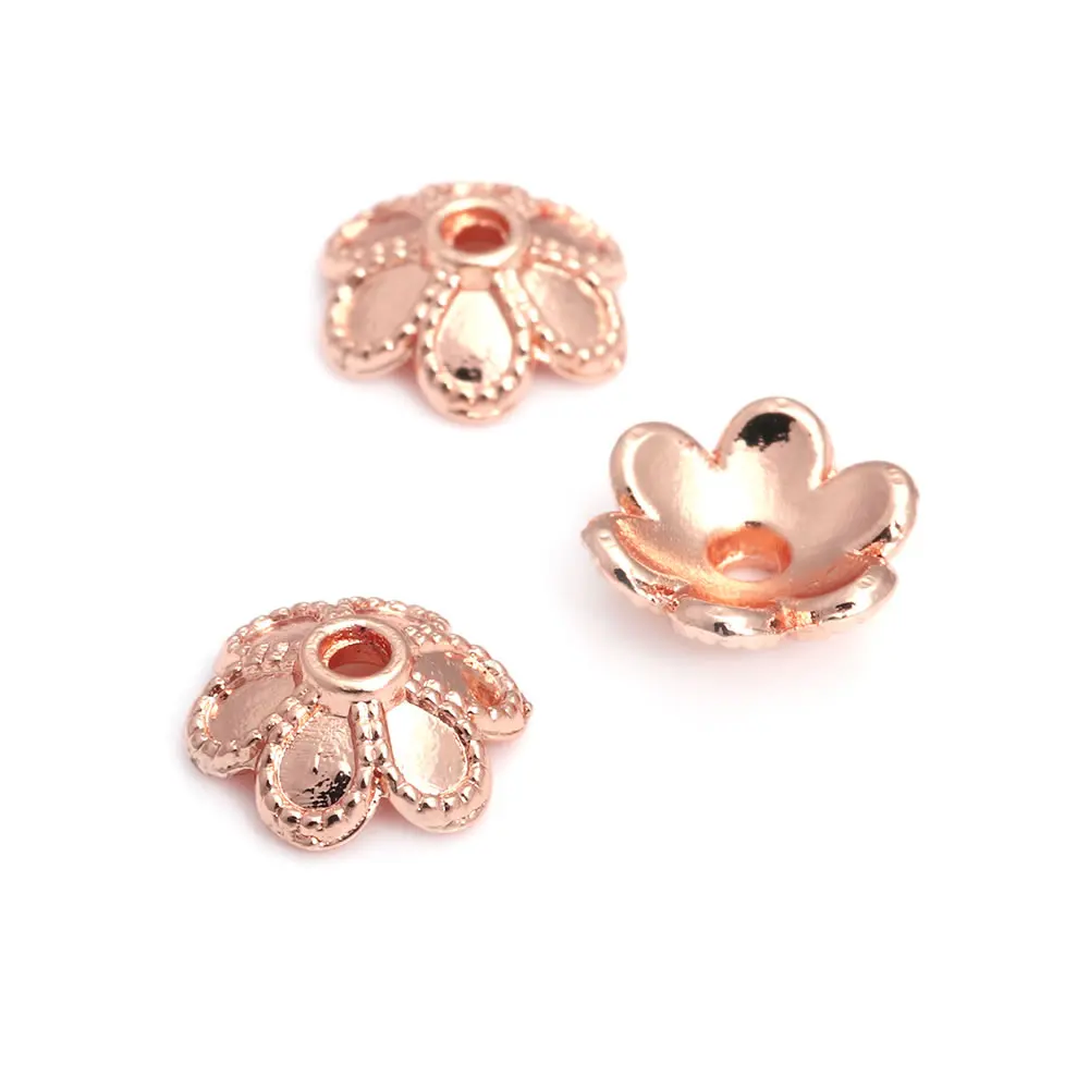 50 SZTUK Mosiężne Koraliki Kwiatki w Kolorze 18K Złota Wysokiej Jakości Nasadki do Naszyjników Kolczyków Akcesoria DIY Biżuteria Oficjalna strona Rosediy