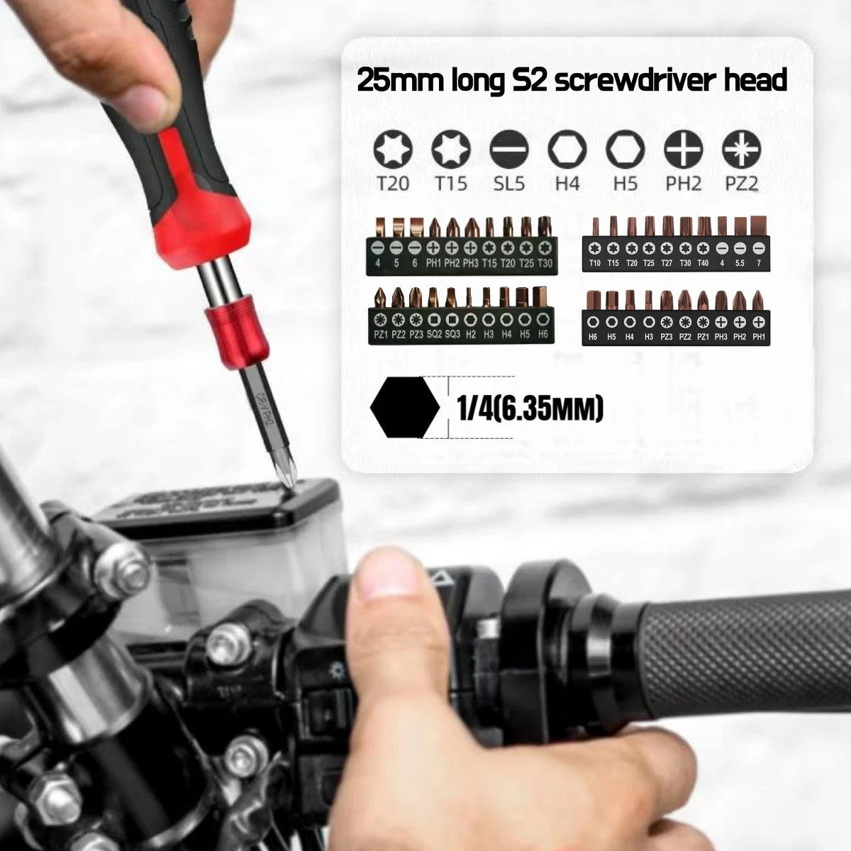 Household Repair Toolbox Set Combination Ratchet Wrench Screwdrivers Socket 25mm Multi Model S2 Bit Heads Included Tool Box