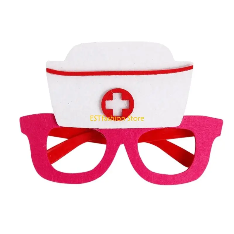Y5GC 2PCS พยาบาลแคปแว่นตาพยาบาลผ้าคาดศีรษะแว่นตาปาร์ตี้ชุดพยาบาลเครื่องแต่งกายเครื่องแต่งกาย