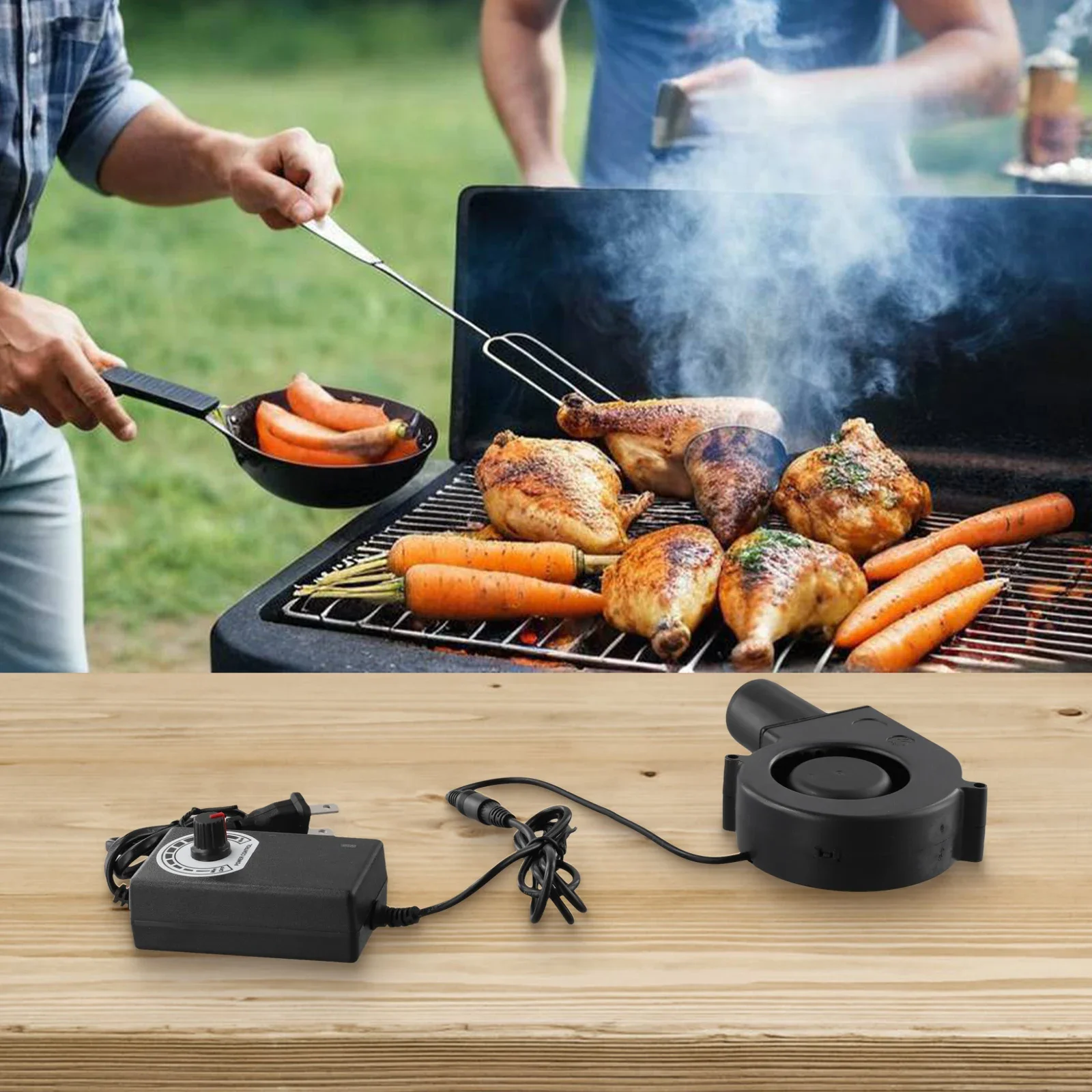 

Outdoor Cooking Charcoal Blower Portable Barbeque Fan Keep Your Food Clean and Dust Free Essential Tool for BBQ Fireplaces